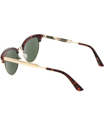 Women's Semi Rimless Engraved Nose Bridge Oval Cat Eye Sunglasses 55mm - Tortoise Gold / Green - C0184RZD8ZR $9.24 Rimless