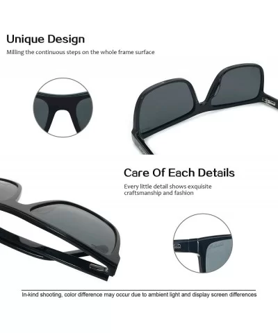 Men big shape polarized UV400 protection brand sunglasses leisure design - Black - CN17XMLDU79 $13.78 Sport