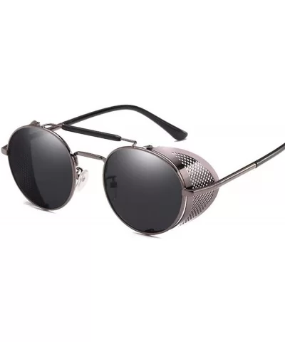 Vintage Steampunk Sunglasses Men Women Alloy Metal Frame Black Black - Brown Brown - C018XE0QC4G $8.09 Aviator