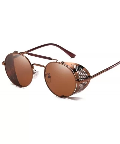 Vintage Steampunk Sunglasses Men Women Alloy Metal Frame Black Black - Brown Brown - C018XE0QC4G $8.09 Aviator