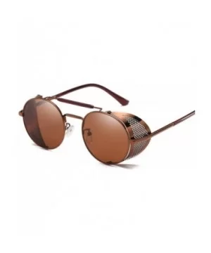 Vintage Steampunk Sunglasses Men Women Alloy Metal Frame Black Black - Brown Brown - C018XE0QC4G $8.09 Aviator