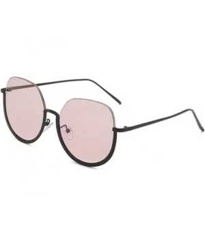 Womens Irregular Shape Sunglasses Vintage Style Fashion Round Large Frame Glasses - Pink - CA18TQYMS66 $5.43 Rimless