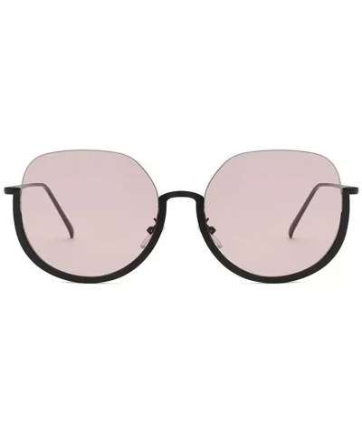 Womens Irregular Shape Sunglasses Vintage Style Fashion Round Large Frame Glasses - Pink - CA18TQYMS66 $5.43 Rimless