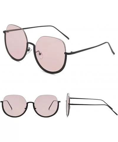 Womens Irregular Shape Sunglasses Vintage Style Fashion Round Large Frame Glasses - Pink - CA18TQYMS66 $5.43 Rimless