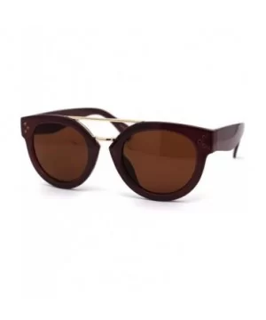 Retro Vintage Style Round Thick Horn Metal Bridge Sunglasses - Purple Brown - CD197NLR0IL $7.65 Round