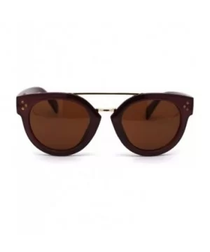 Retro Vintage Style Round Thick Horn Metal Bridge Sunglasses - Purple Brown - CD197NLR0IL $7.65 Round