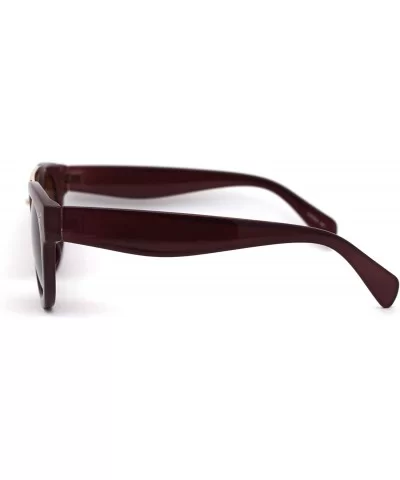 Retro Vintage Style Round Thick Horn Metal Bridge Sunglasses - Purple Brown - CD197NLR0IL $7.65 Round