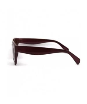 Retro Vintage Style Round Thick Horn Metal Bridge Sunglasses - Purple Brown - CD197NLR0IL $7.65 Round