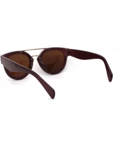 Retro Vintage Style Round Thick Horn Metal Bridge Sunglasses - Purple Brown - CD197NLR0IL $7.65 Round