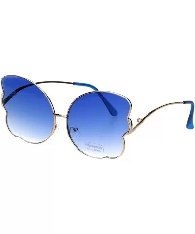 Womens Butterfly Frame Sunglasses Gradient Color Lens Curved Temple - Gold (Blue) - C618QRUDAD5 $6.84 Butterfly