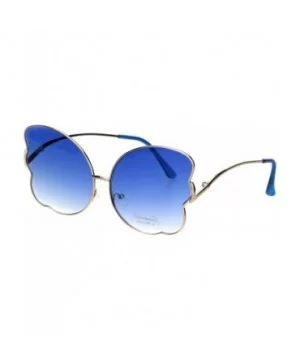 Womens Butterfly Frame Sunglasses Gradient Color Lens Curved Temple - Gold (Blue) - C618QRUDAD5 $6.84 Butterfly