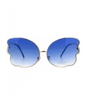 Womens Butterfly Frame Sunglasses Gradient Color Lens Curved Temple - Gold (Blue) - C618QRUDAD5 $6.84 Butterfly