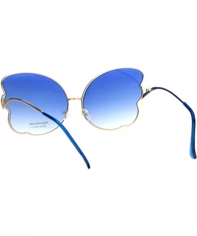 Womens Butterfly Frame Sunglasses Gradient Color Lens Curved Temple - Gold (Blue) - C618QRUDAD5 $6.84 Butterfly