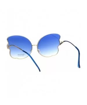 Womens Butterfly Frame Sunglasses Gradient Color Lens Curved Temple - Gold (Blue) - C618QRUDAD5 $6.84 Butterfly