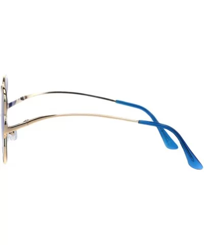 Womens Butterfly Frame Sunglasses Gradient Color Lens Curved Temple - Gold (Blue) - C618QRUDAD5 $6.84 Butterfly