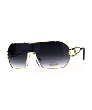 Mens Oversize Shield Metal Rim Mobster Racer Sunglasses - Gold Smoke - CK18DK35CRE $10.27 Rectangular