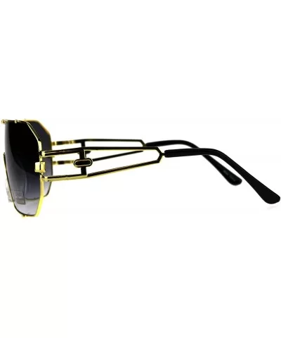 Mens Oversize Shield Metal Rim Mobster Racer Sunglasses - Gold Smoke - CK18DK35CRE $10.27 Rectangular