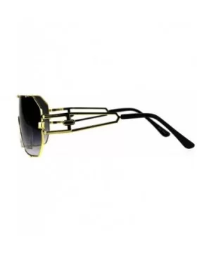 Mens Oversize Shield Metal Rim Mobster Racer Sunglasses - Gold Smoke - CK18DK35CRE $10.27 Rectangular