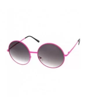 Super Oversize Slim Temple Neon Frame Round Sunglasses 61mm - Pink / Lavender - CE12N5Q82QW $6.75 Round