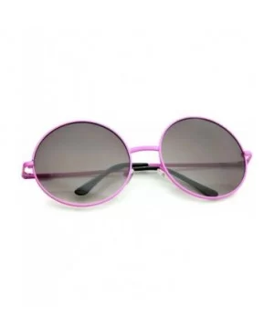 Super Oversize Slim Temple Neon Frame Round Sunglasses 61mm - Pink / Lavender - CE12N5Q82QW $6.75 Round