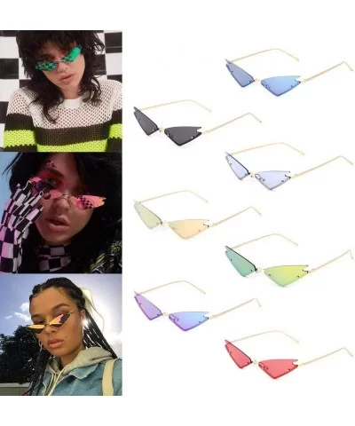 2019 Cat Eye Sunglasses Vintage Fashion Rimless Triangle UV400 Brand Designer - 5 - CV18X63QM4N $8.66 Rimless