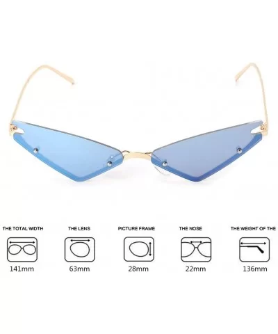 2019 Cat Eye Sunglasses Vintage Fashion Rimless Triangle UV400 Brand Designer - 5 - CV18X63QM4N $8.66 Rimless