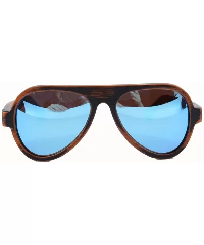 Genuine Wood Sunglasses Men Classic Polarized Wood Glasses-Z6068 - Bamboo Stain - CO12G63VABD $36.03 Aviator