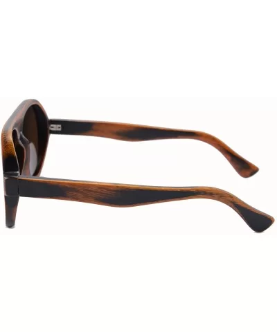 Genuine Wood Sunglasses Men Classic Polarized Wood Glasses-Z6068 - Bamboo Stain - CO12G63VABD $36.03 Aviator