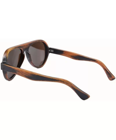 Genuine Wood Sunglasses Men Classic Polarized Wood Glasses-Z6068 - Bamboo Stain - CO12G63VABD $36.03 Aviator