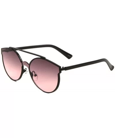 Oceanic Color Flat Top Bar One Piece Shield Lens Sharp Cat Eye Sunglasses - Purple - CS190896Q7M $8.57 Shield