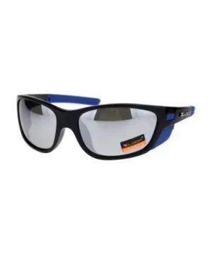 Xloop Sunglasses Mens Wrap Around Side Cover Oval Shield Frame UV 400 - Black Blue (Silver Mirror) - CM192RRTL96 $8.73 Shield