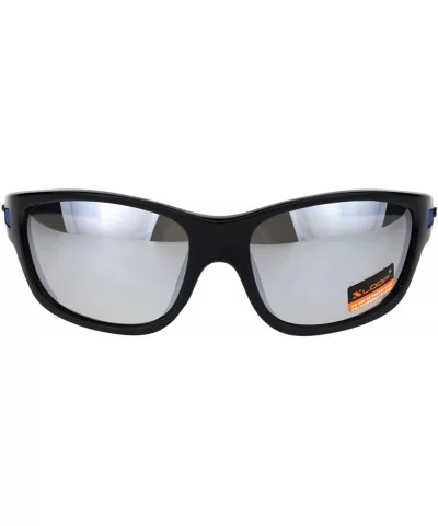 Xloop Sunglasses Mens Wrap Around Side Cover Oval Shield Frame UV 400 - Black Blue (Silver Mirror) - CM192RRTL96 $8.73 Shield