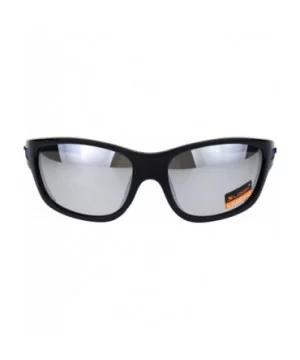 Xloop Sunglasses Mens Wrap Around Side Cover Oval Shield Frame UV 400 - Black Blue (Silver Mirror) - CM192RRTL96 $8.73 Shield