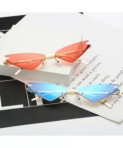 2019 Cat Eye Sunglasses Vintage Fashion Rimless Triangle UV400 Brand Designer - 5 - CV18X63QM4N $8.66 Rimless