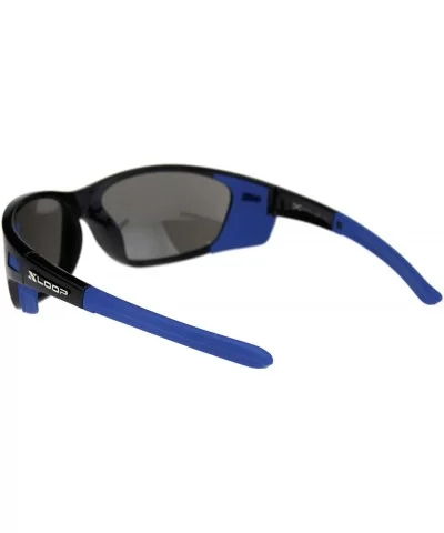 Xloop Sunglasses Mens Wrap Around Side Cover Oval Shield Frame UV 400 - Black Blue (Silver Mirror) - CM192RRTL96 $8.73 Shield