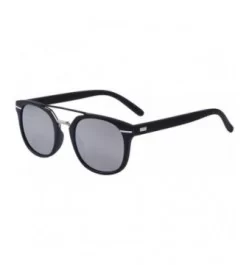 Women's UV400 Mirror Sunglasses Classic Double-Bridge Rivet Shades Glasses - Silver - CQ17Z77SUYX $7.44 Semi-rimless