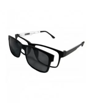 Men Eyeglass frame polarized clip on sunshade magnetic glasses 54-17 - Black/White+print Lens - CE18C7Q5NWM $28.04 Square