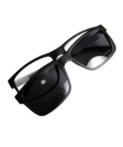 Men Eyeglass frame polarized clip on sunshade magnetic glasses 54-17 - Black/White+print Lens - CE18C7Q5NWM $28.04 Square