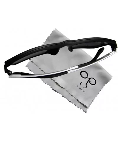 Men Eyeglass frame polarized clip on sunshade magnetic glasses 54-17 - Black/White+print Lens - CE18C7Q5NWM $28.04 Square