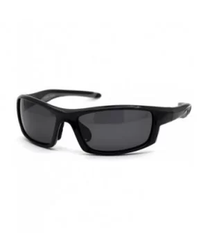 Mens Polarized Plastic Rim Warp Sport Sunglasses - Shiny Black Black - C118XUSCRYO $8.88 Sport