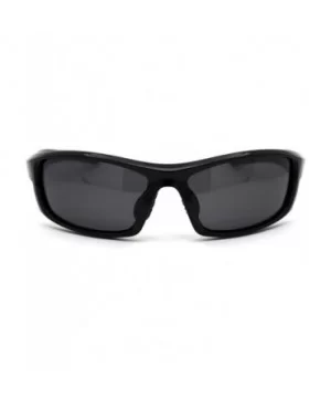 Mens Polarized Plastic Rim Warp Sport Sunglasses - Shiny Black Black - C118XUSCRYO $8.88 Sport