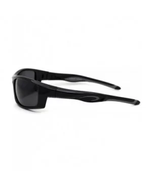 Mens Polarized Plastic Rim Warp Sport Sunglasses - Shiny Black Black - C118XUSCRYO $8.88 Sport