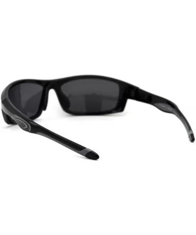 Mens Polarized Plastic Rim Warp Sport Sunglasses - Shiny Black Black - C118XUSCRYO $8.88 Sport