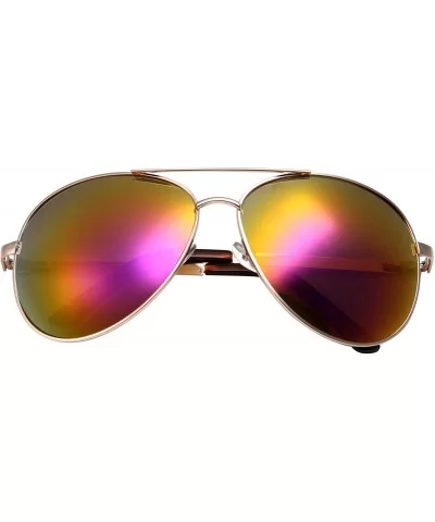 XL Wide Frame Aviator Sunglasses - Large 148mm Wide - Mirrored Lens - Orange and Purple - CD12LK4QTER $7.35 Oversized