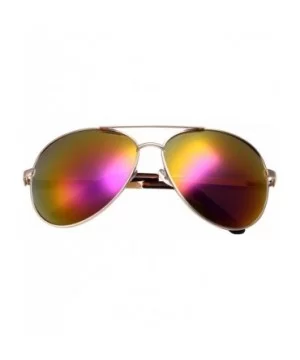 XL Wide Frame Aviator Sunglasses - Large 148mm Wide - Mirrored Lens - Orange and Purple - CD12LK4QTER $7.35 Oversized