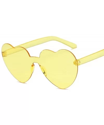 New Fashion Cute Sexy Retro Love Heart Rimless Sunglasses Women Luxury Rose Red - Yellow - CR18XQZW0UE $6.48 Rimless