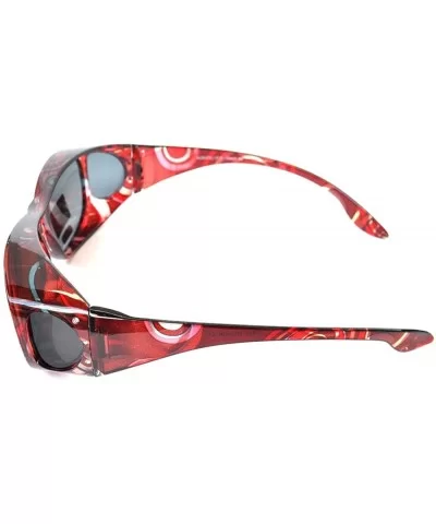 Polarized Rhinestone Wear Over Sunglasses- Size Large -Oval Rectangular Fit Over Lens Cover Sunglasses - Deep Red - C312GZDKH...