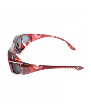 Polarized Rhinestone Wear Over Sunglasses- Size Large -Oval Rectangular Fit Over Lens Cover Sunglasses - Deep Red - C312GZDKH...