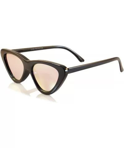 Iconic Celebrity Mirrored Slim Cat-Eye Sunglasses A057 - Black/ Pink Revo - C71893HTK39 $6.09 Cat Eye