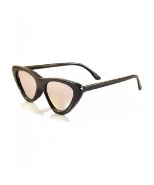 Iconic Celebrity Mirrored Slim Cat-Eye Sunglasses A057 - Black/ Pink Revo - C71893HTK39 $6.09 Cat Eye